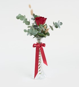 İnce Uzun Vazoda Tekli Gül